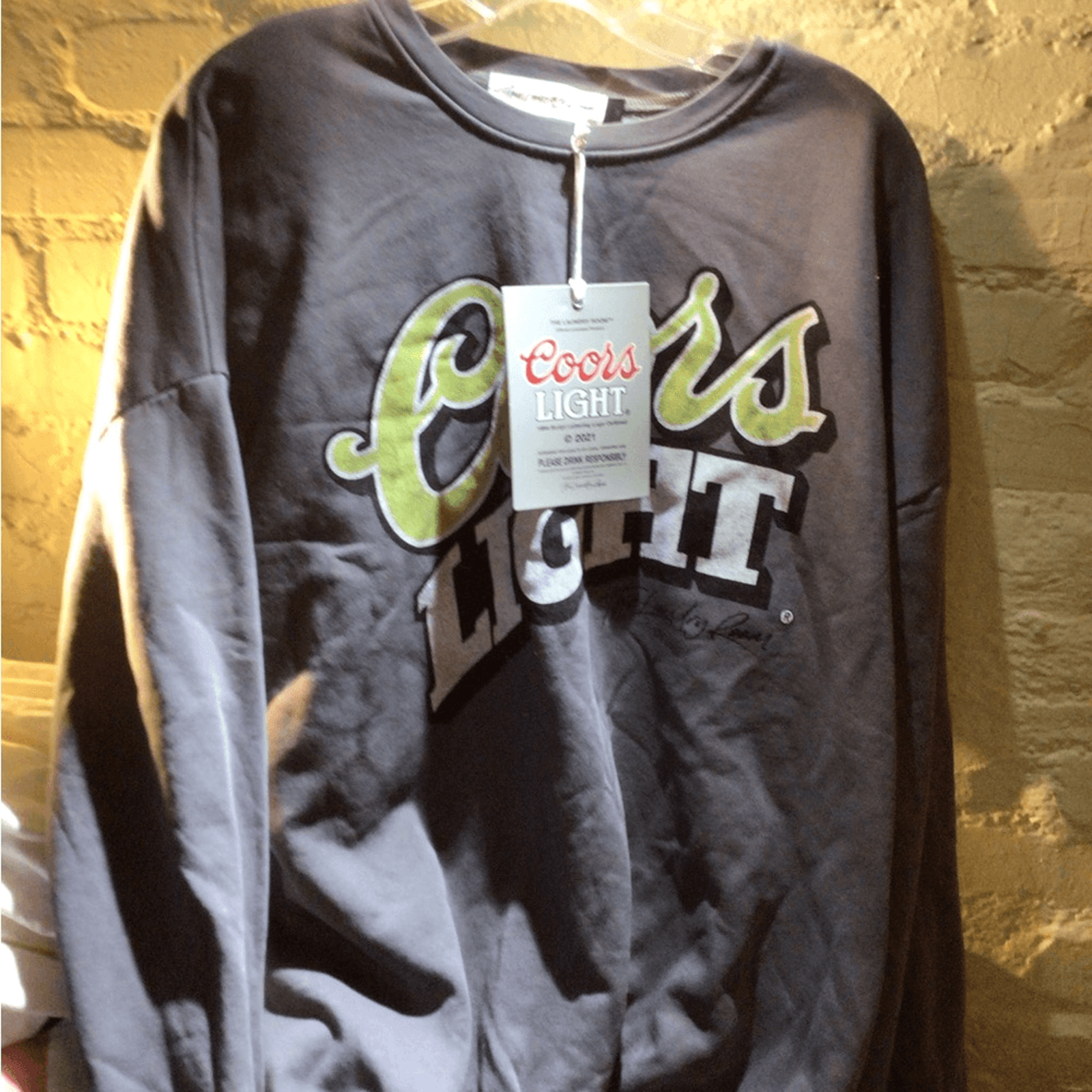 New! Laundry Room Coors Light Gray Sweatshirt